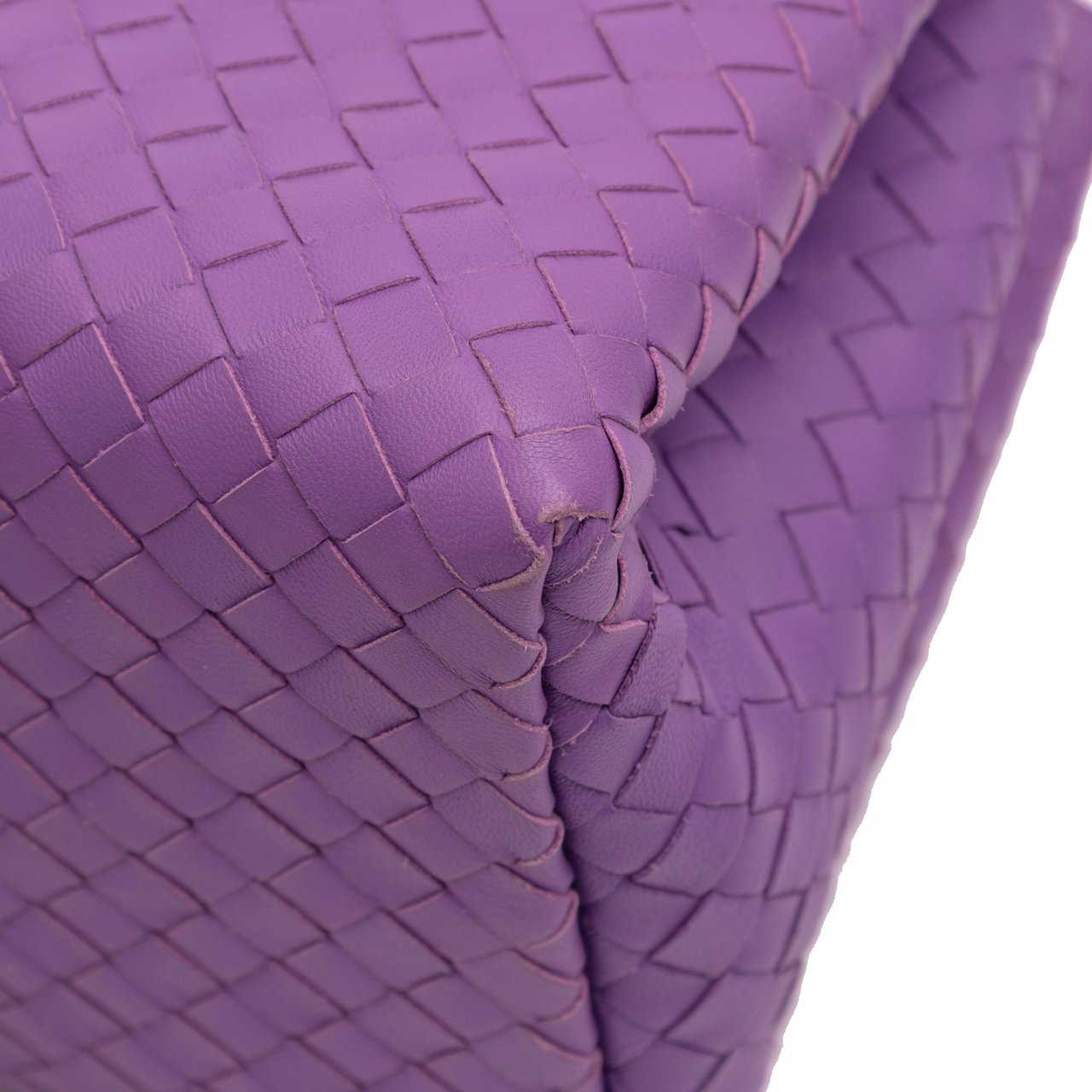 Bottega Veneta Small Nappa Intrecciato Roma Satchel Paars