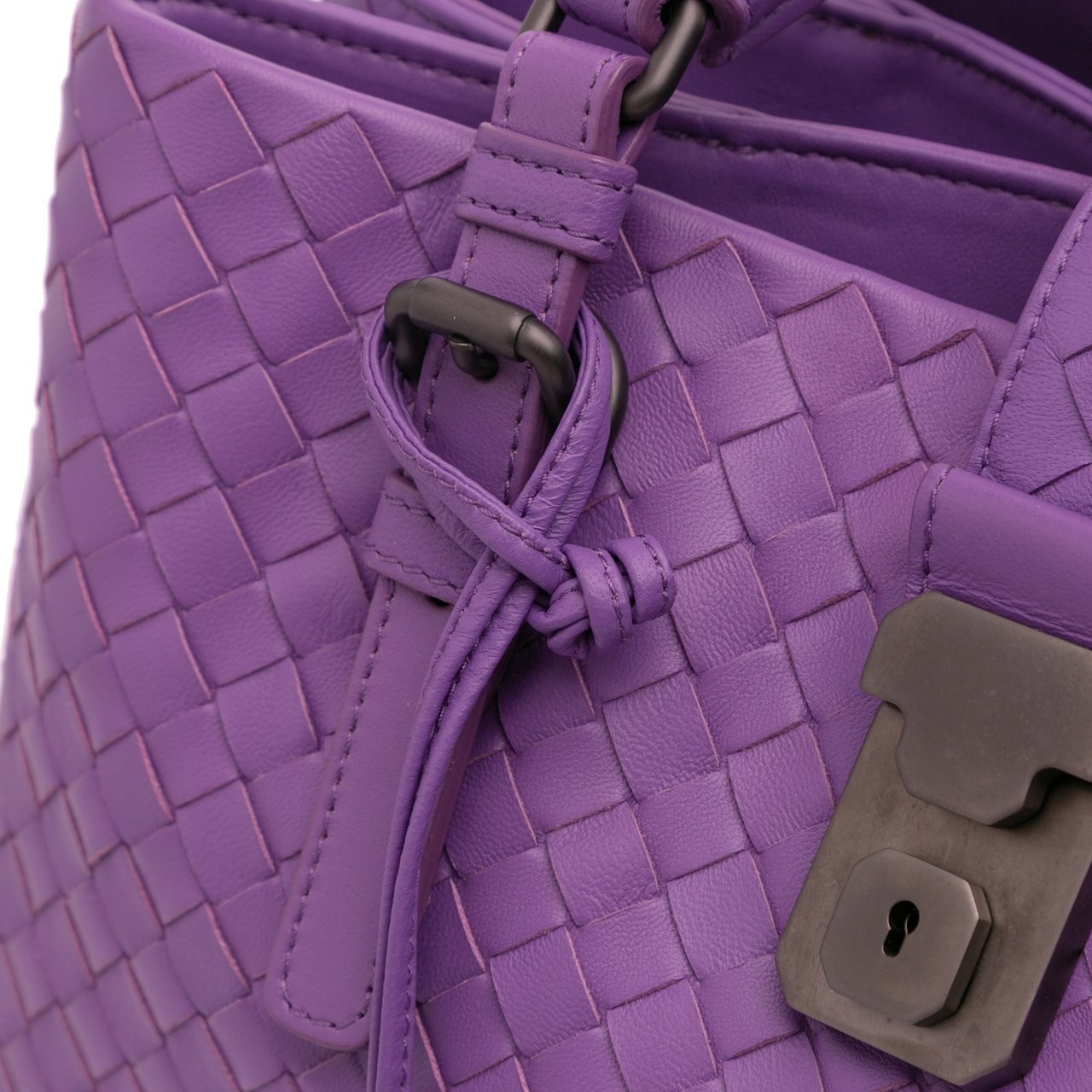 Bottega Veneta Small Nappa Intrecciato Roma Satchel Paars