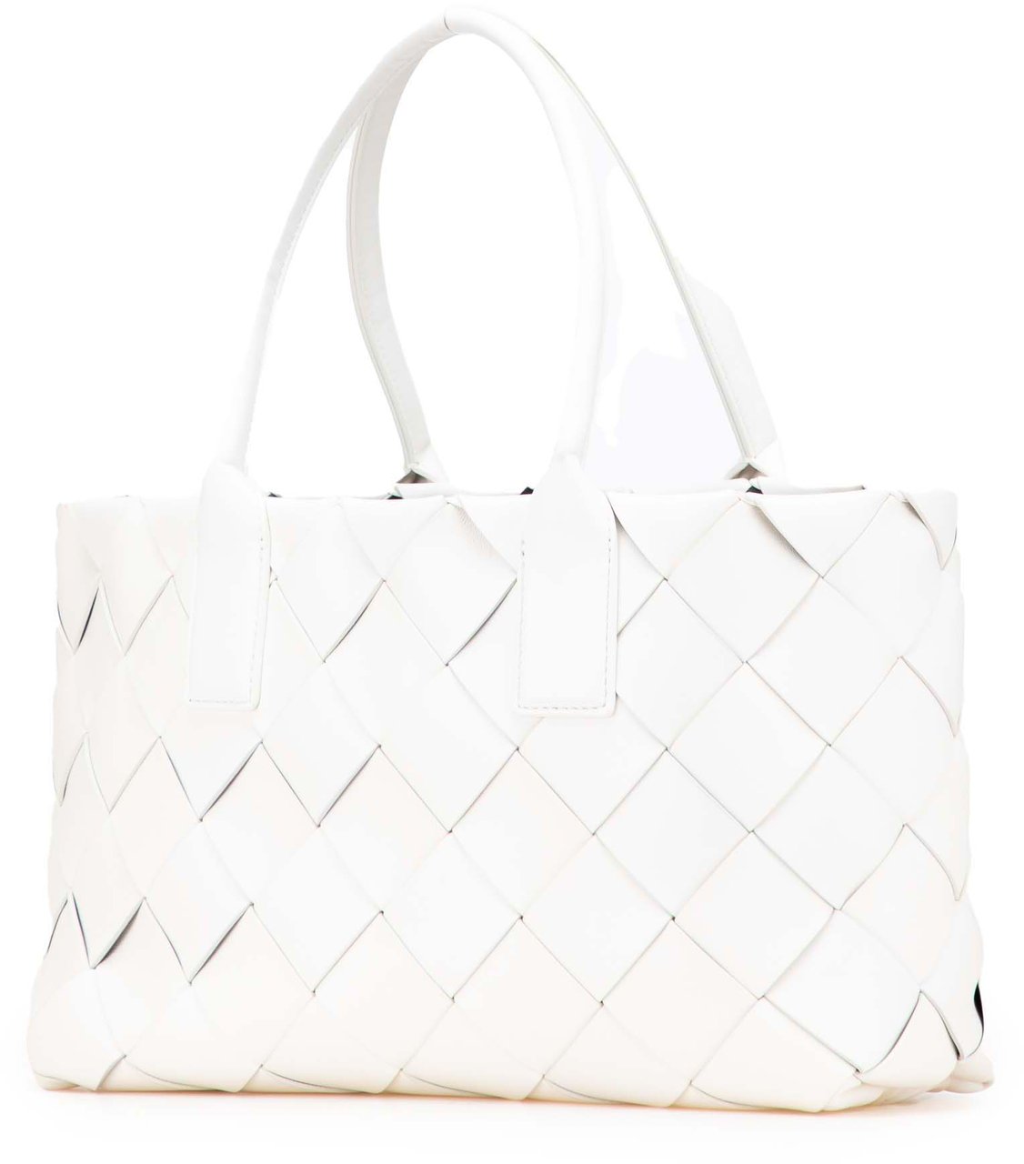 Bottega Veneta Small Lambskin Intrecciato Cabat Tote Wit