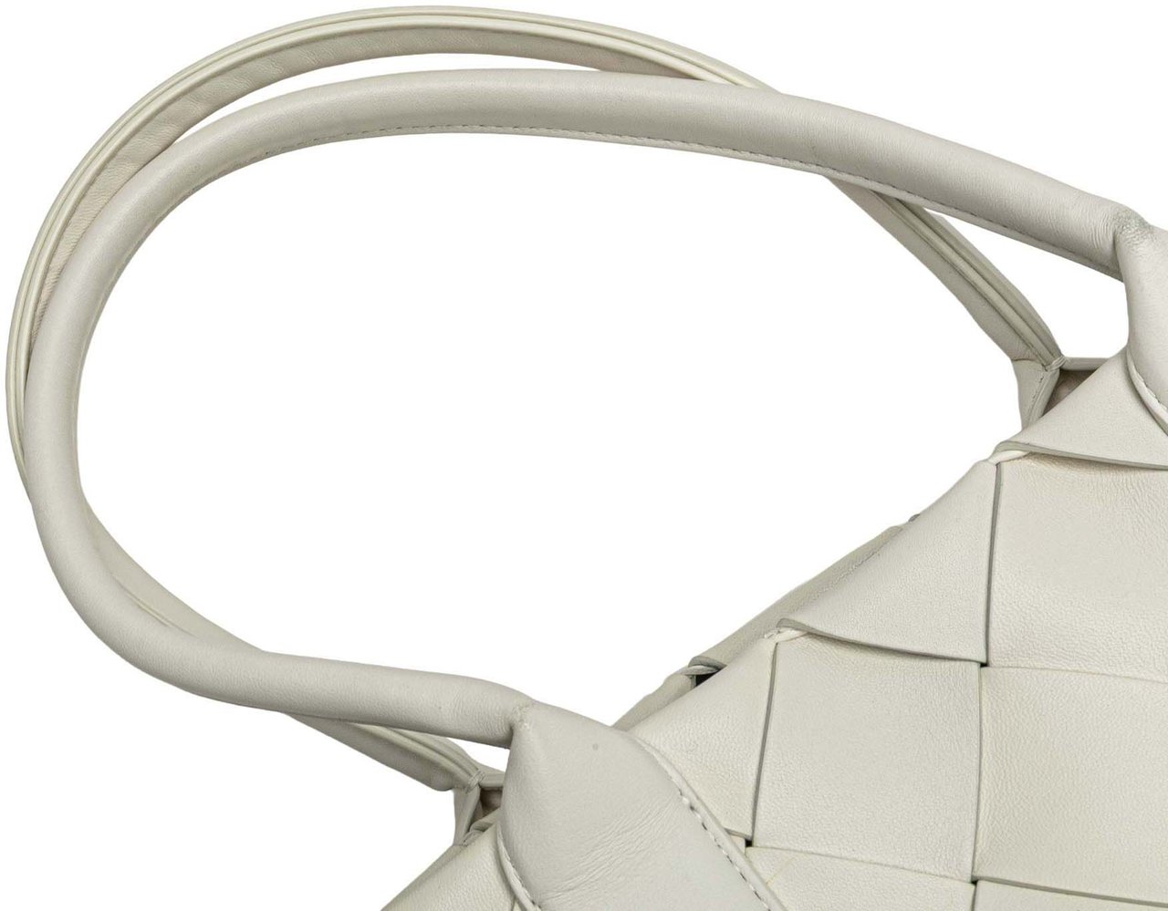 Bottega Veneta Small Lambskin Intrecciato Cabat Tote Wit