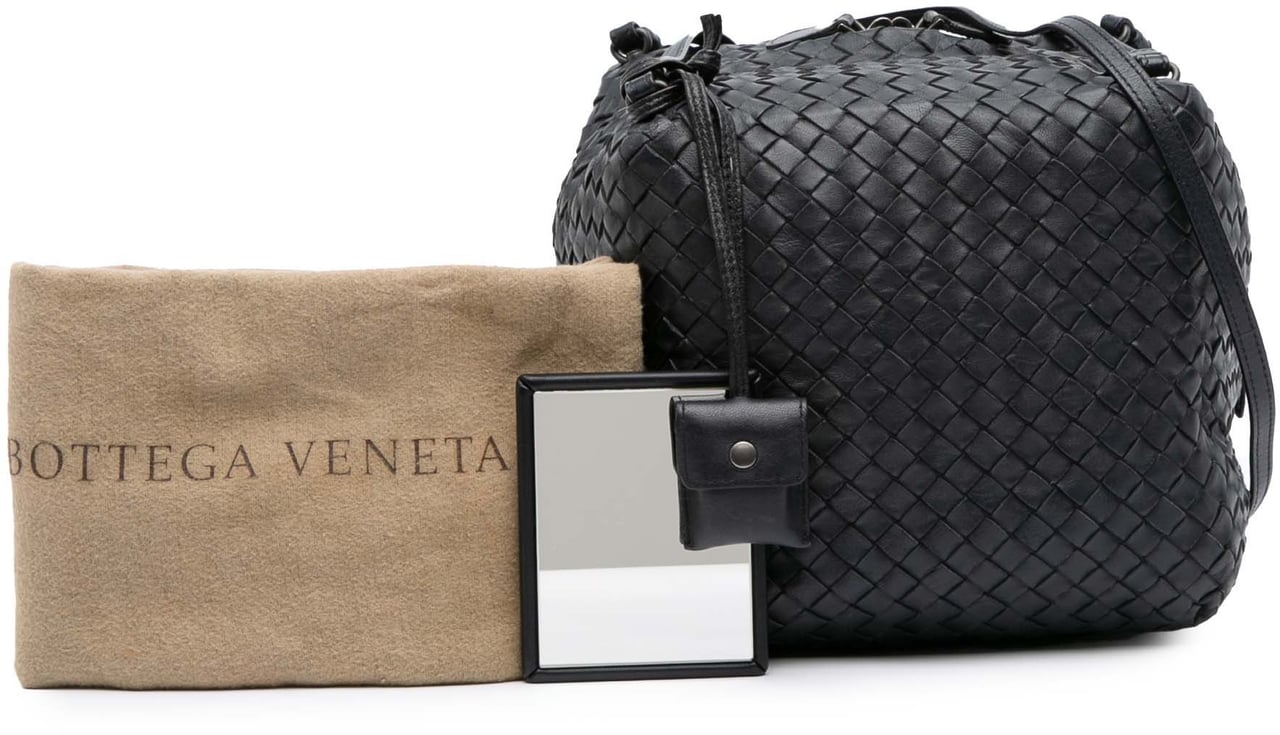 Bottega Veneta Nappa Intrecciato Cube Crossbody Zwart