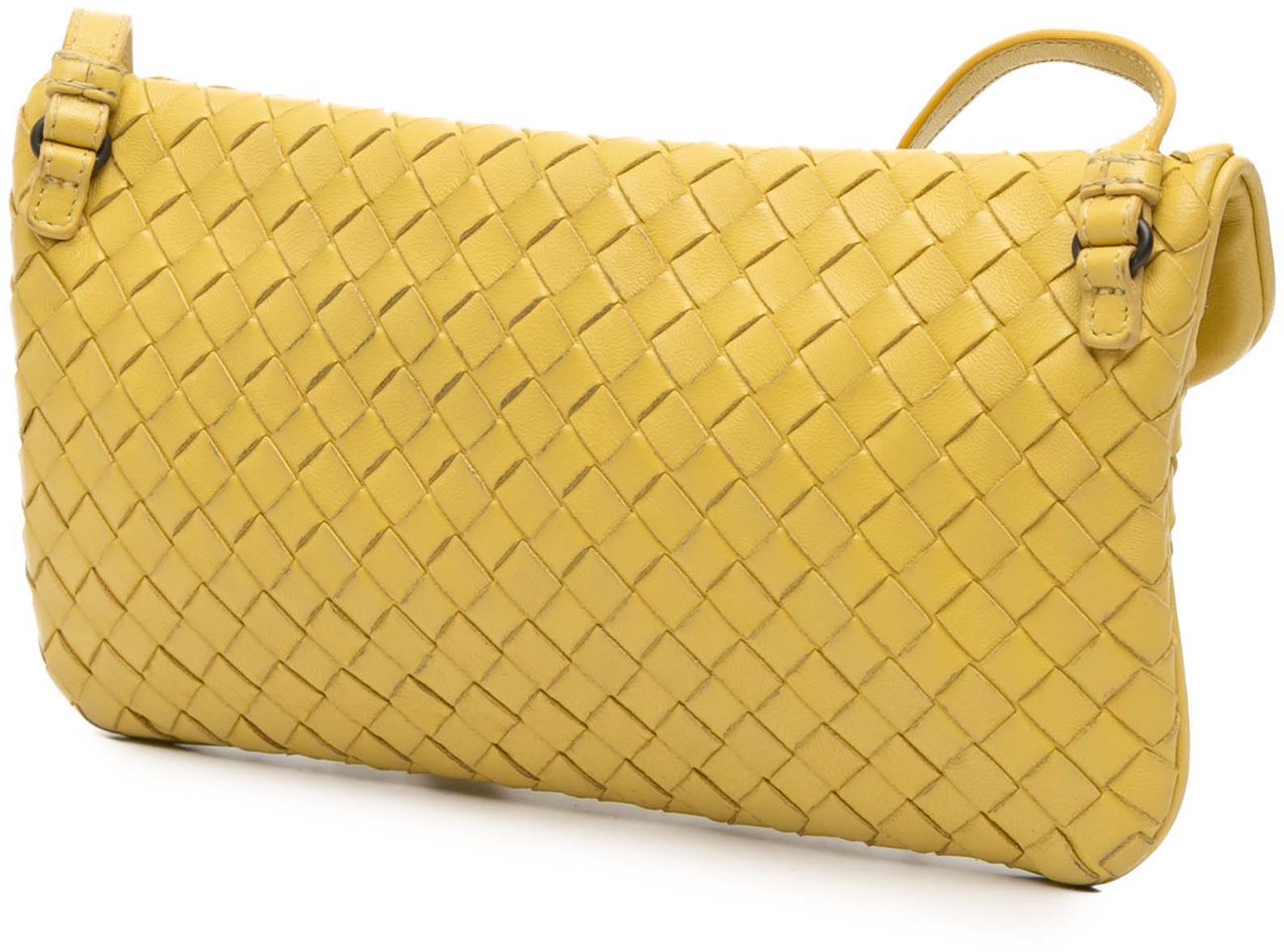 Bottega Veneta Mini Nappa Intrecciato Turn Lock Crossbody Geel