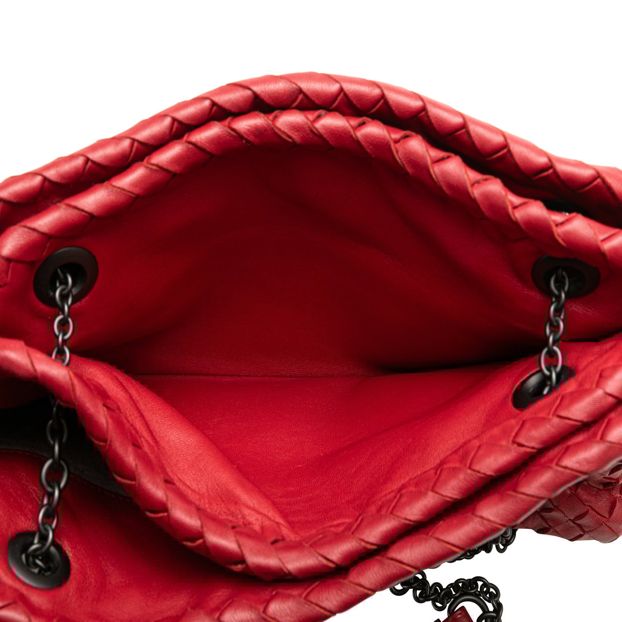 Bottega Veneta Nappa Intrecciato Duo Shoulder Bag Rood