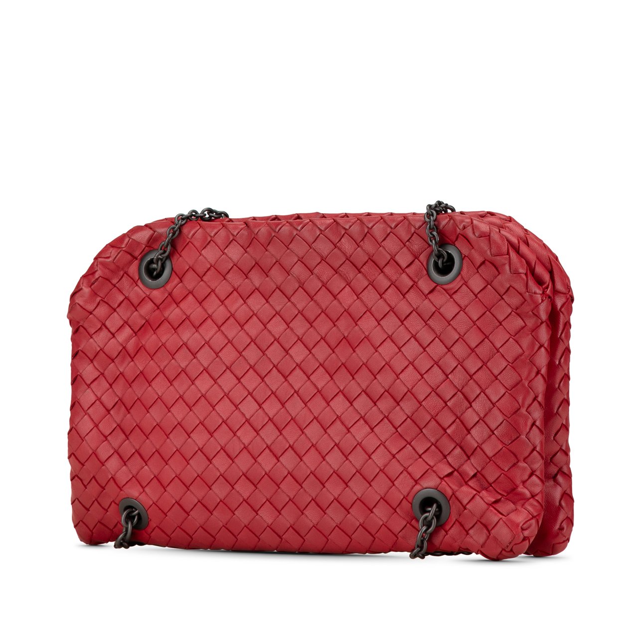 Bottega Veneta Nappa Intrecciato Duo Shoulder Bag Rood
