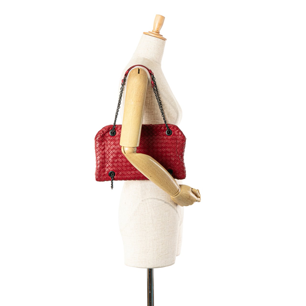 Bottega Veneta Nappa Intrecciato Duo Shoulder Bag Rood