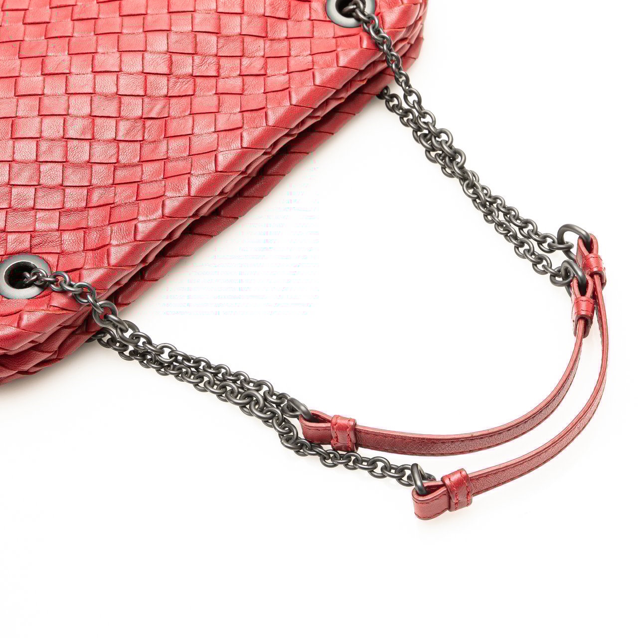 Bottega Veneta Nappa Intrecciato Duo Shoulder Bag Rood