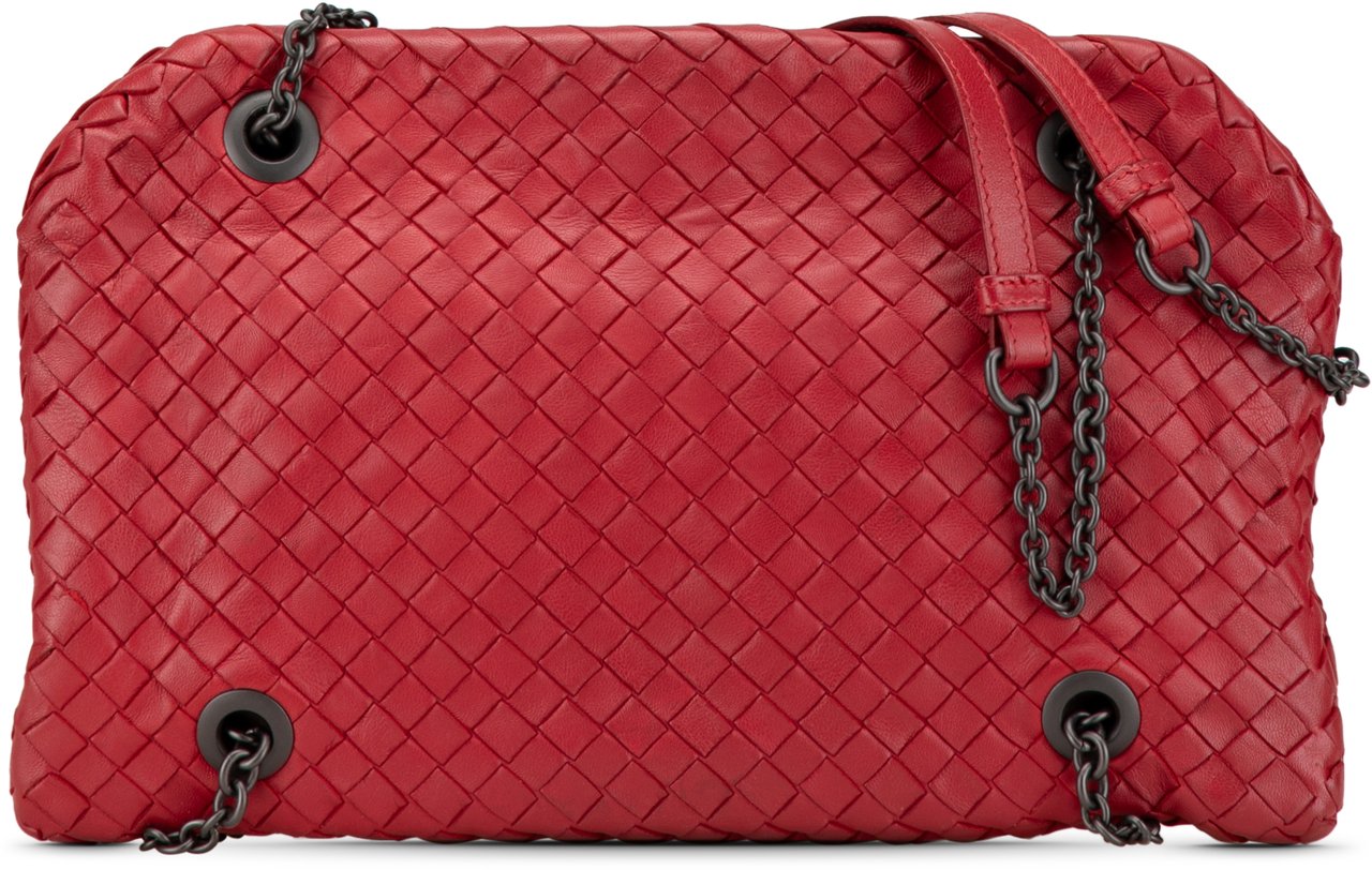 Bottega Veneta Nappa Intrecciato Duo Shoulder Bag Rood