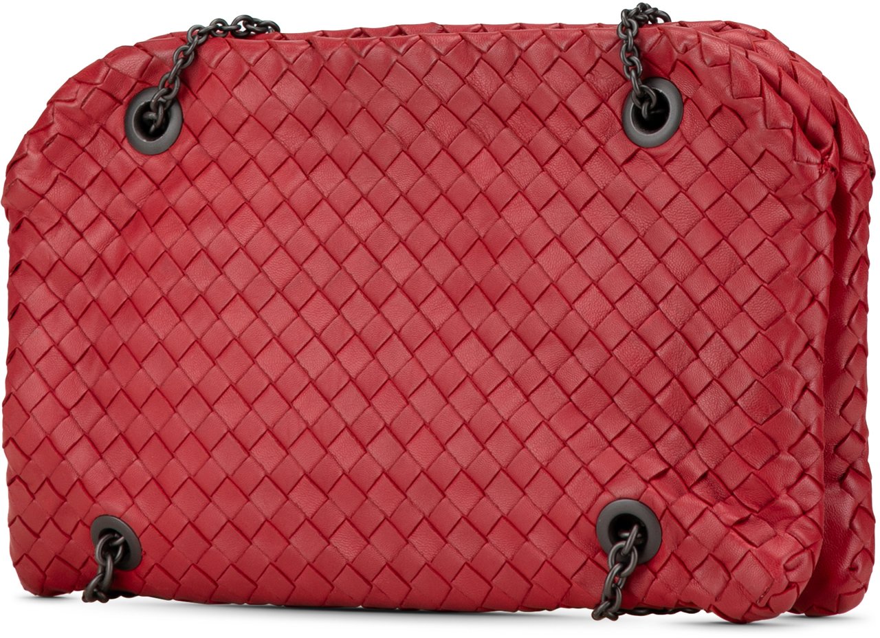 Bottega Veneta Nappa Intrecciato Duo Shoulder Bag Rood