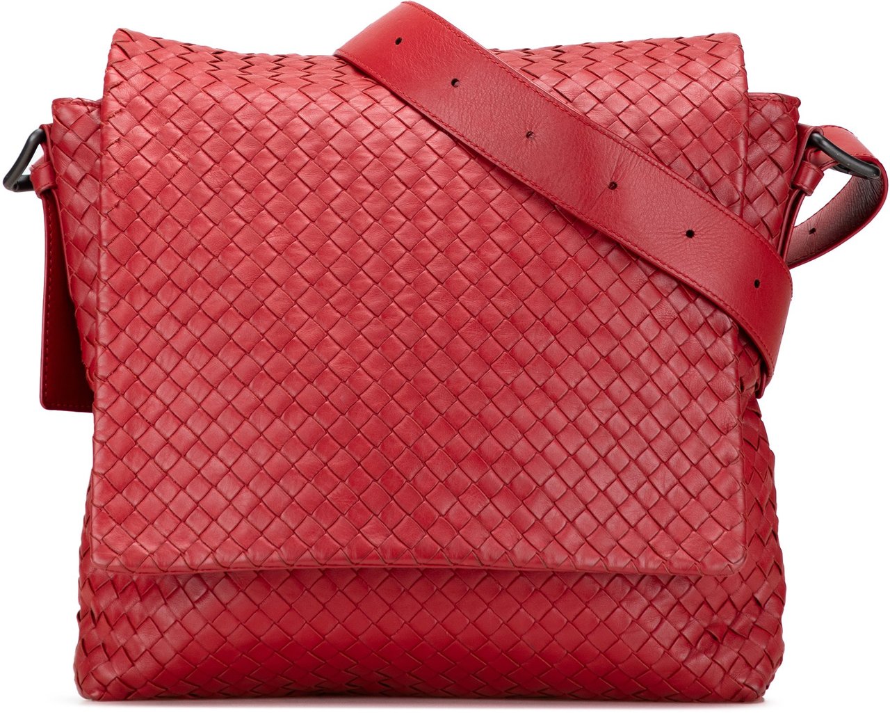 Bottega Veneta Nappa Intrecciato Flap Crossbody Rood