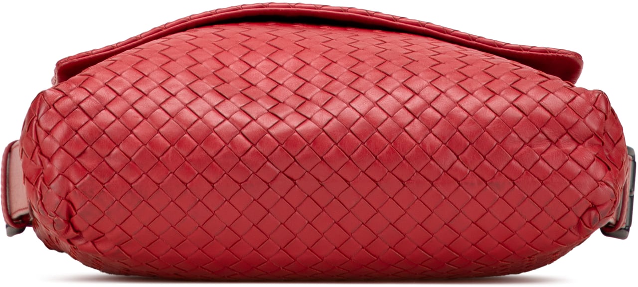 Bottega Veneta Nappa Intrecciato Flap Crossbody Rood