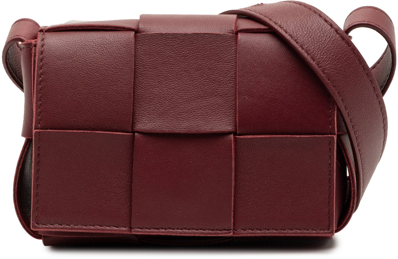 Bottega Veneta Candy Nappa Intrecciato Cassette Crossbody Rood