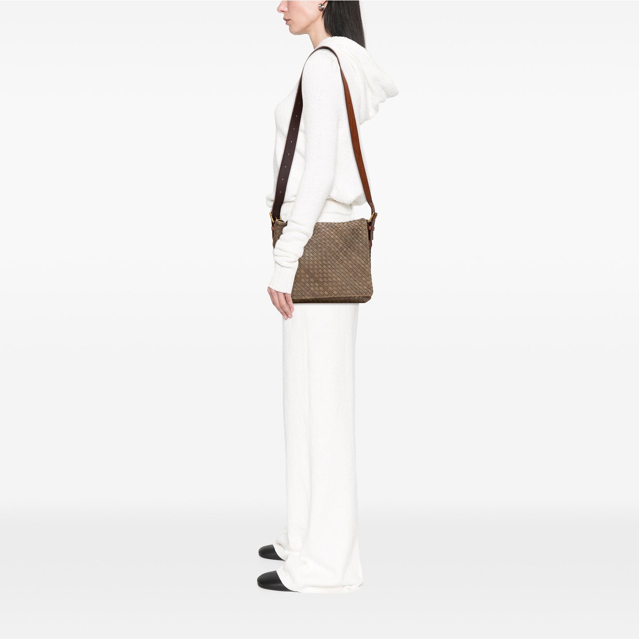 Bottega Veneta Nappa Intrecciato Messenger Bag Bruin