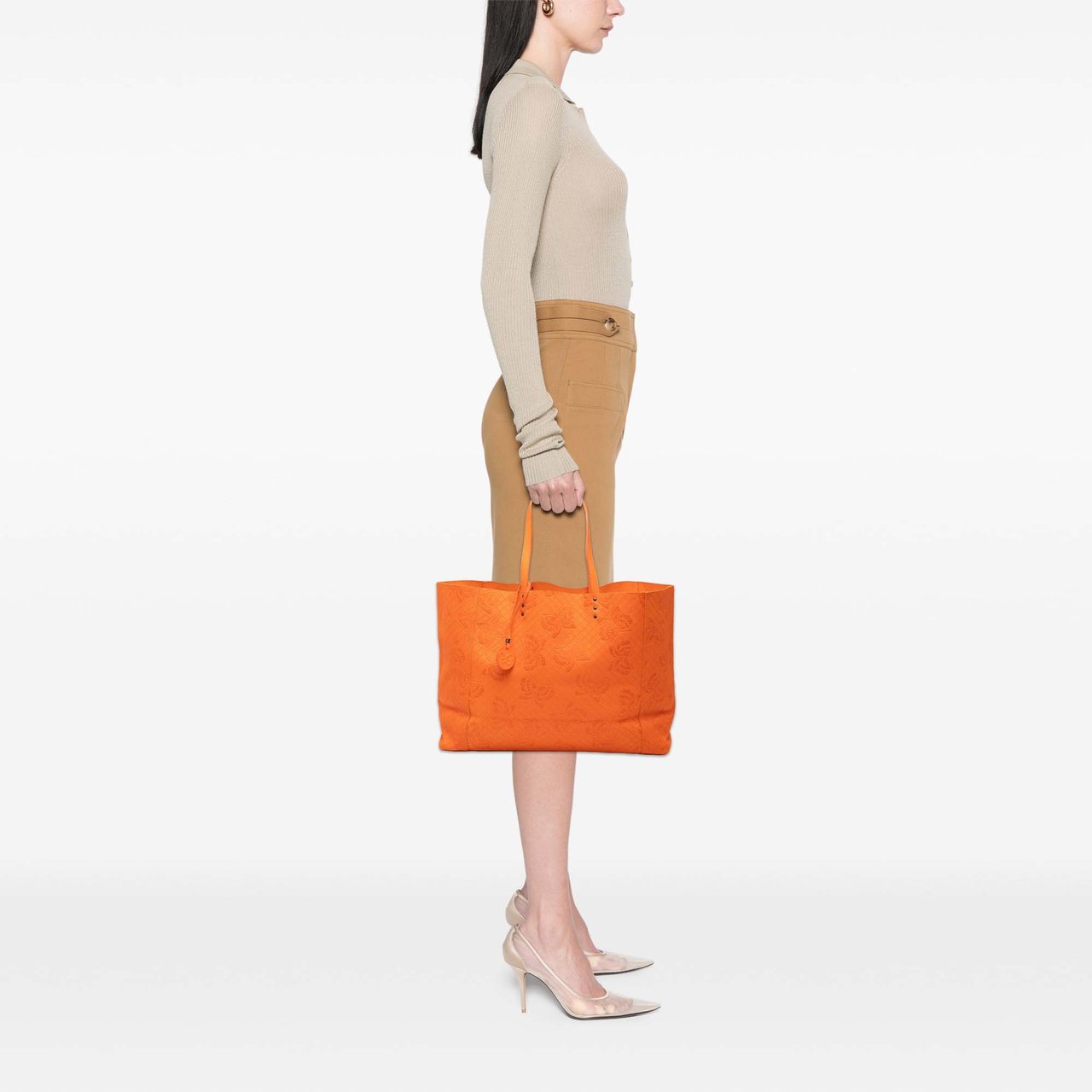 Bottega Veneta Nappa Intrecciomirage Butterfly Tote Oranje