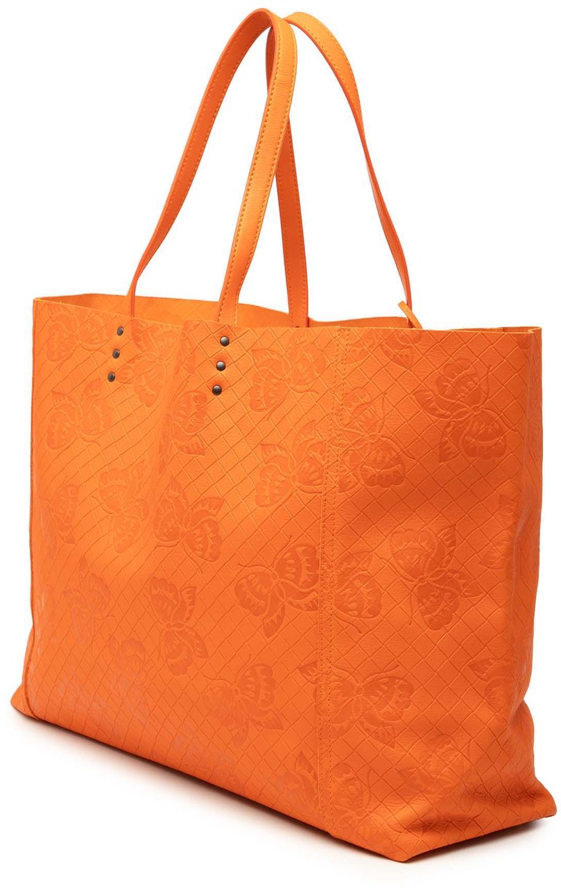 Bottega Veneta Nappa Intrecciomirage Butterfly Tote Oranje