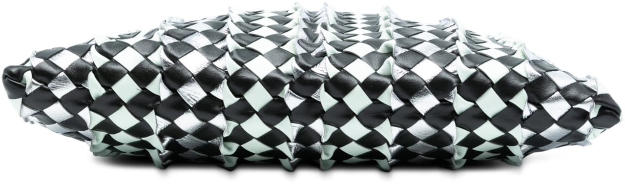 Bottega Veneta Small Bicolor Calfskin Intrecciato Hop Hobo Zwart