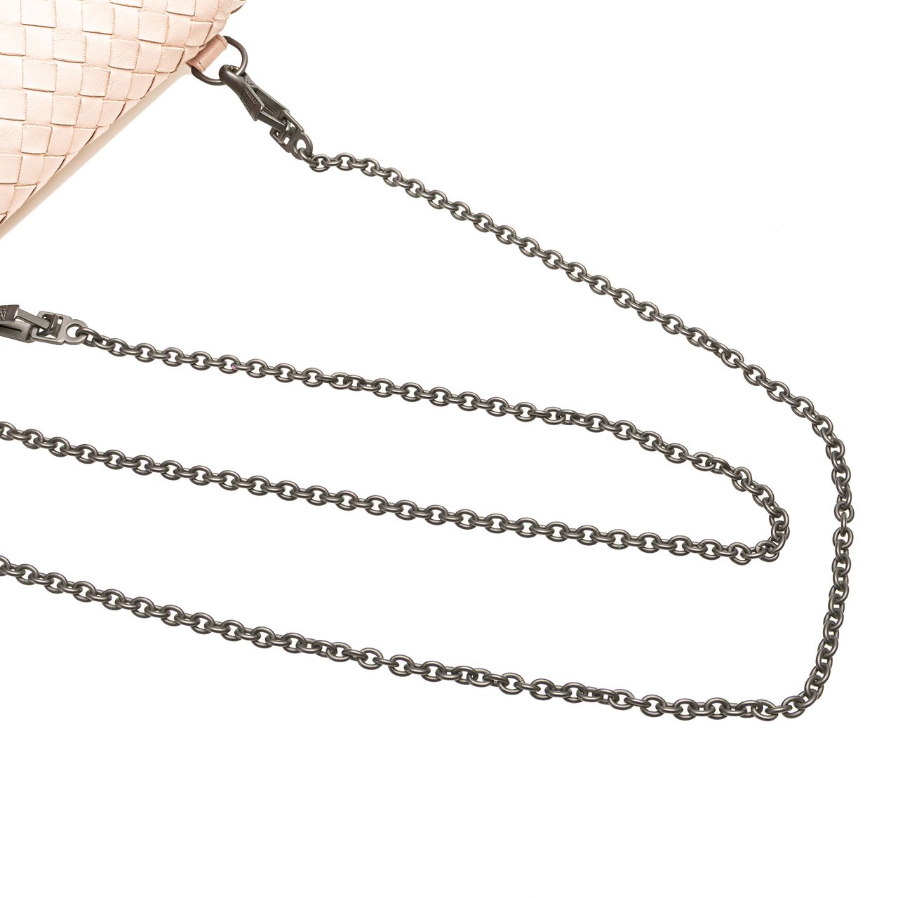 Bottega Veneta Leather Intrecciato Chain Flap Crossbody Roze