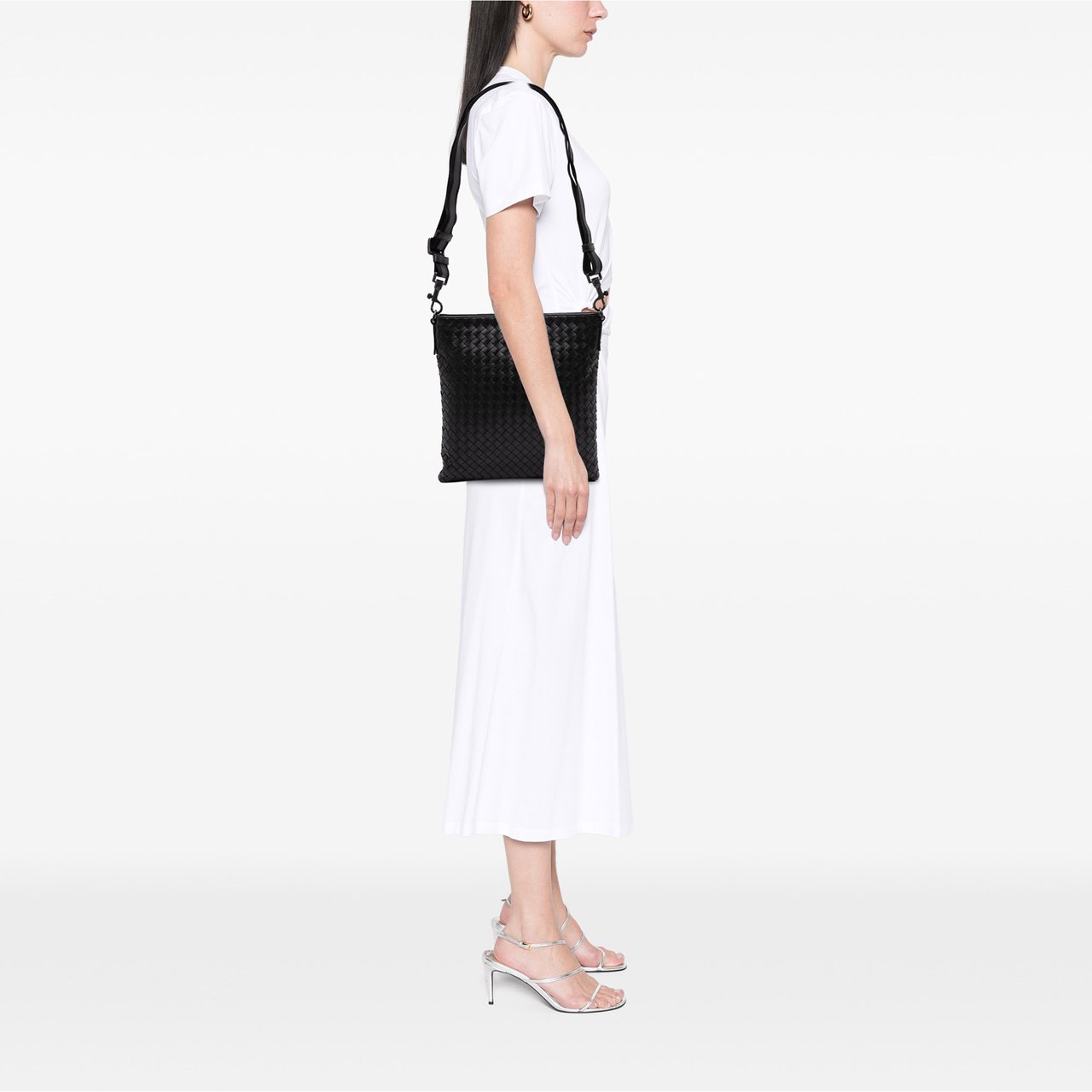 Bottega Veneta Nappa Intrecciato VN Crossbody Zwart