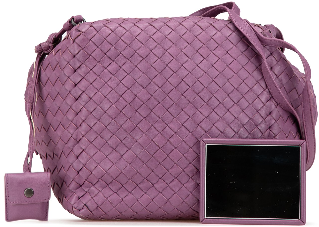Bottega Veneta Nappa Intrecciato Cube Crossbody Paars