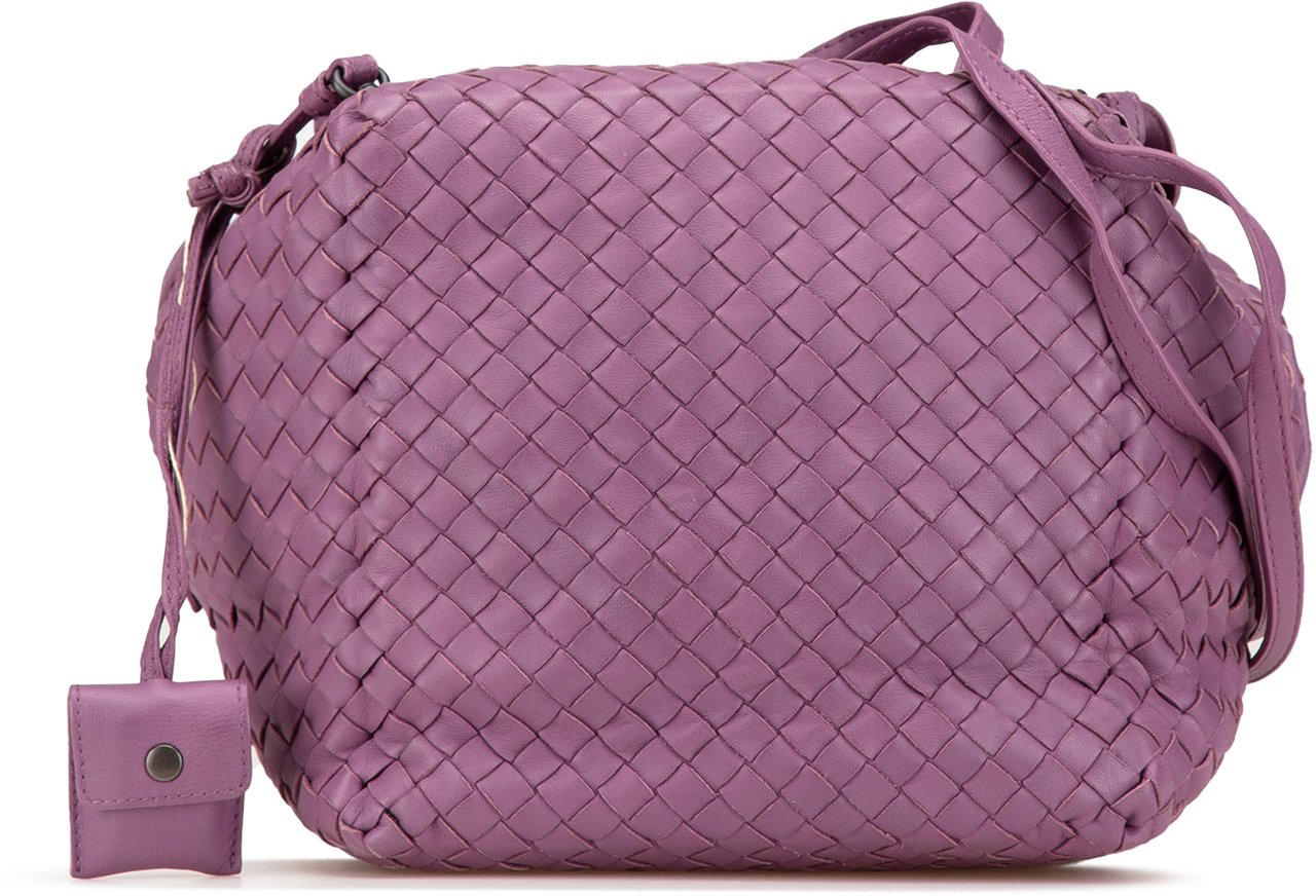 Bottega Veneta Nappa Intrecciato Cube Crossbody Paars