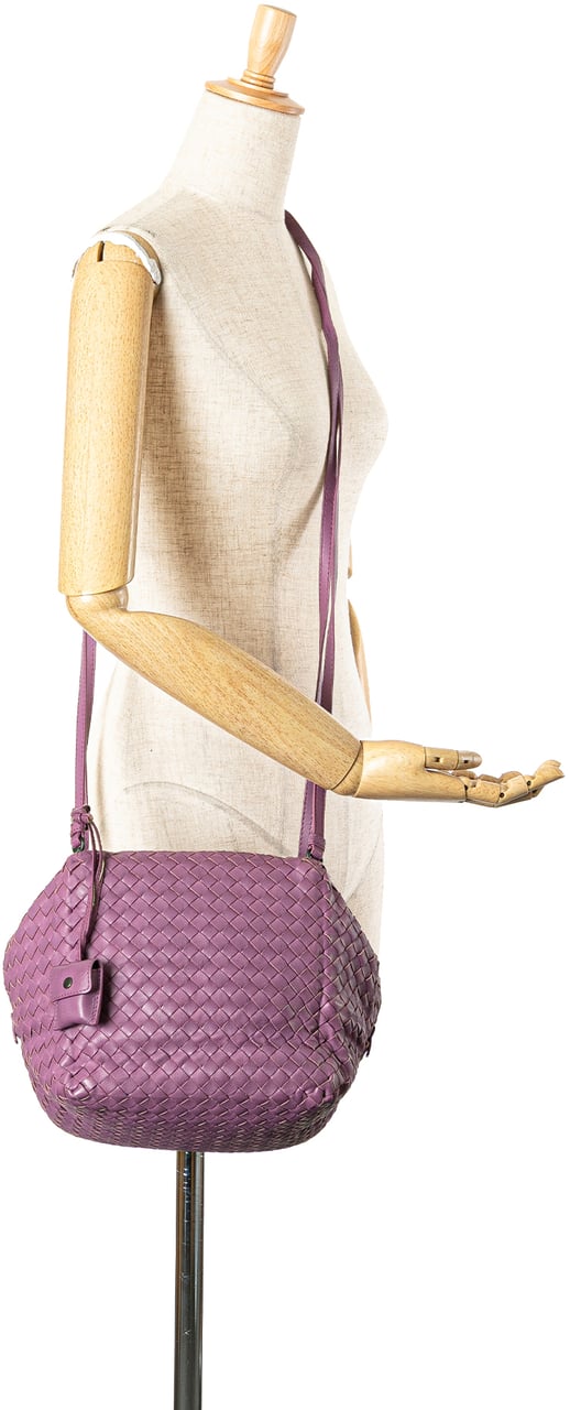 Bottega Veneta Nappa Intrecciato Cube Crossbody Paars