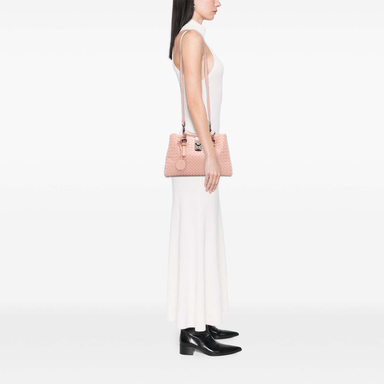 Bottega Veneta Small Nappa Intrecciato Roma Satchel Roze