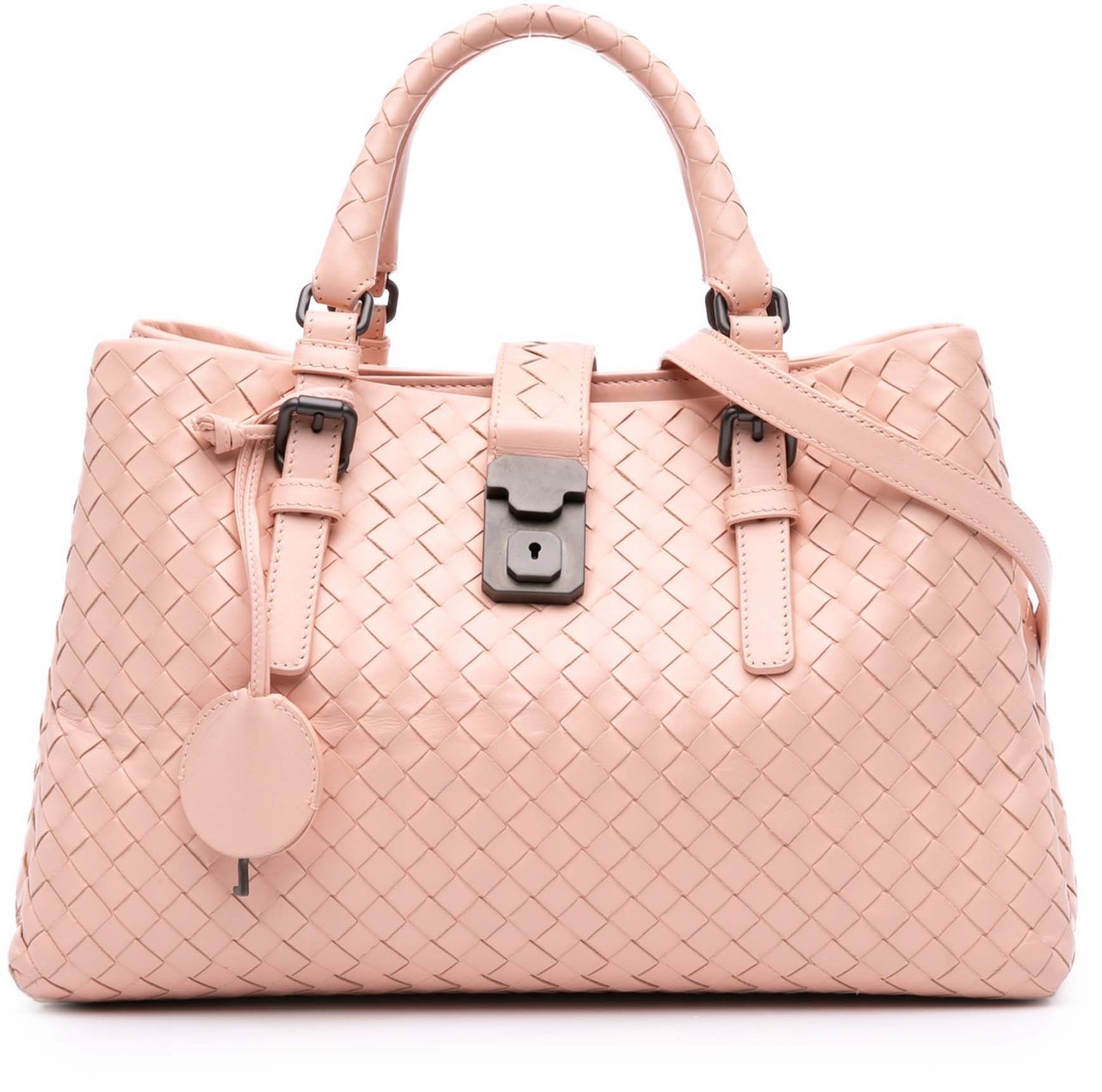 Bottega Veneta Small Nappa Intrecciato Roma Satchel Roze