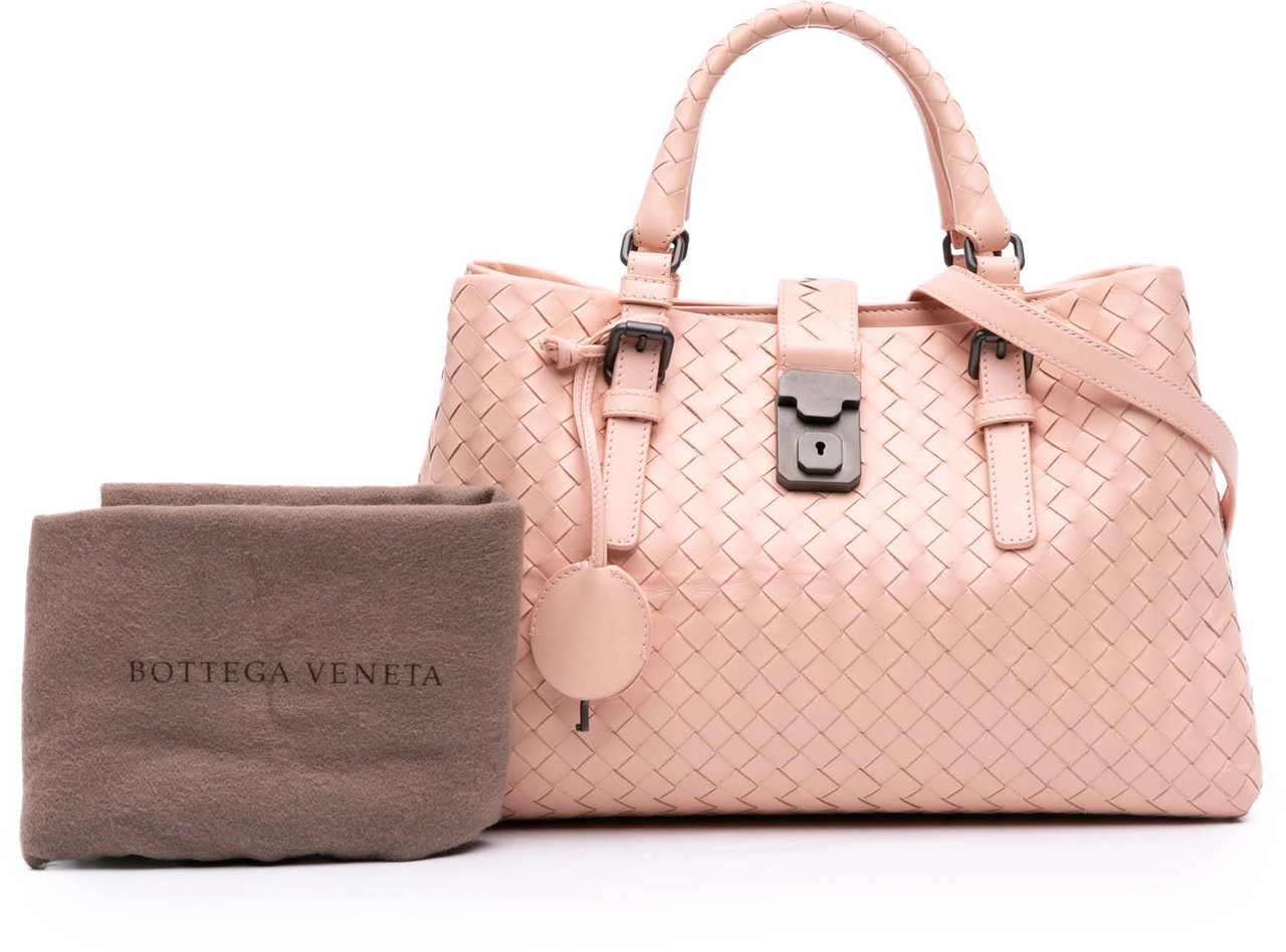 Bottega Veneta Small Nappa Intrecciato Roma Satchel Roze