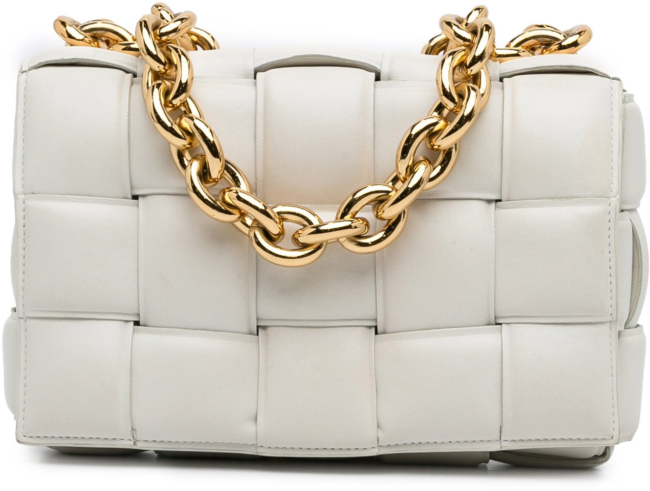 Bottega Veneta Nappa Intrecciato Padded Chain Cassette Satchel Wit