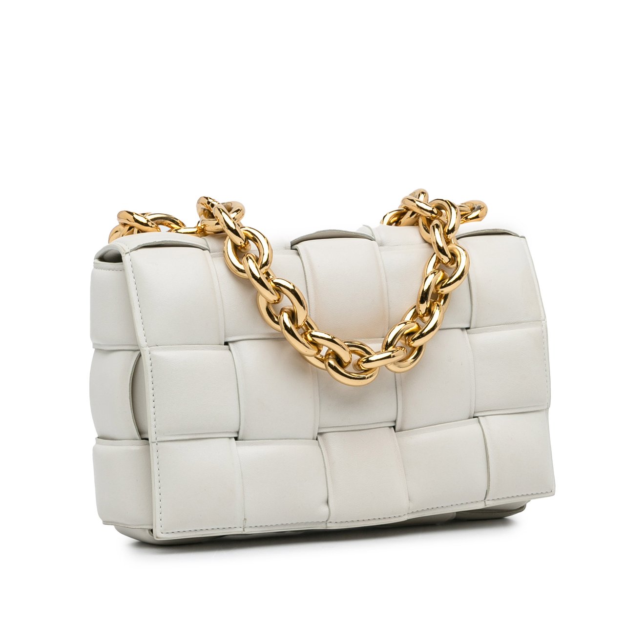 Bottega Veneta Nappa Intrecciato Padded Chain Cassette Satchel Wit