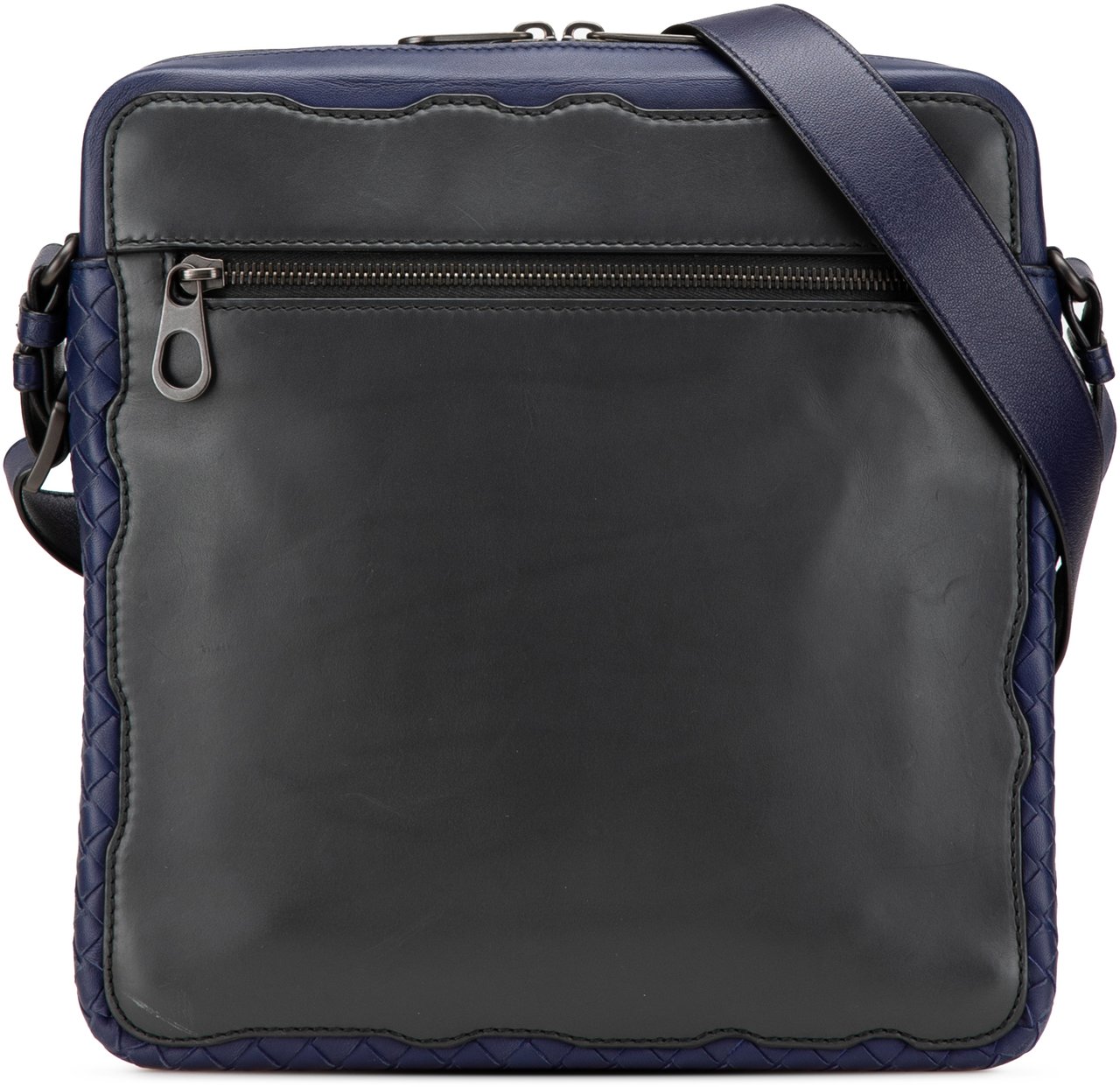 Bottega Veneta Intrecciato Trimmed Leather Crossbody Zwart