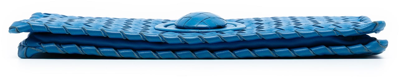 Bottega Veneta Nappa Intrecciato Turn Lock Clutch Blauw