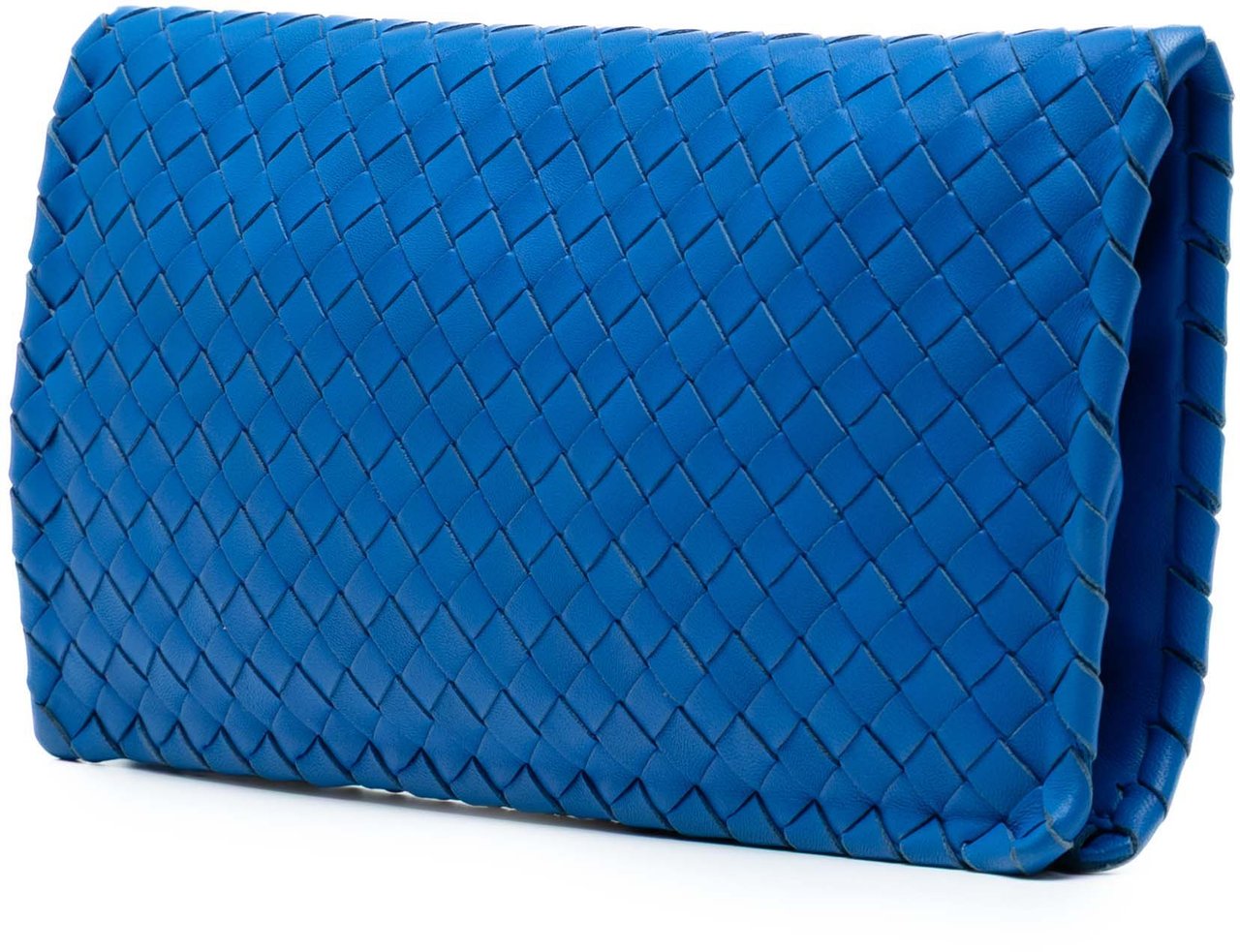 Bottega Veneta Nappa Intrecciato Turn Lock Clutch Blauw