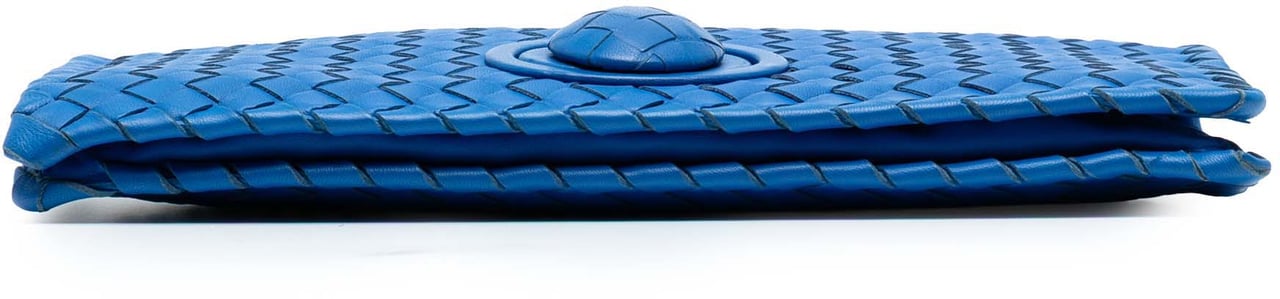 Bottega Veneta Nappa Intrecciato Turn Lock Clutch Blauw