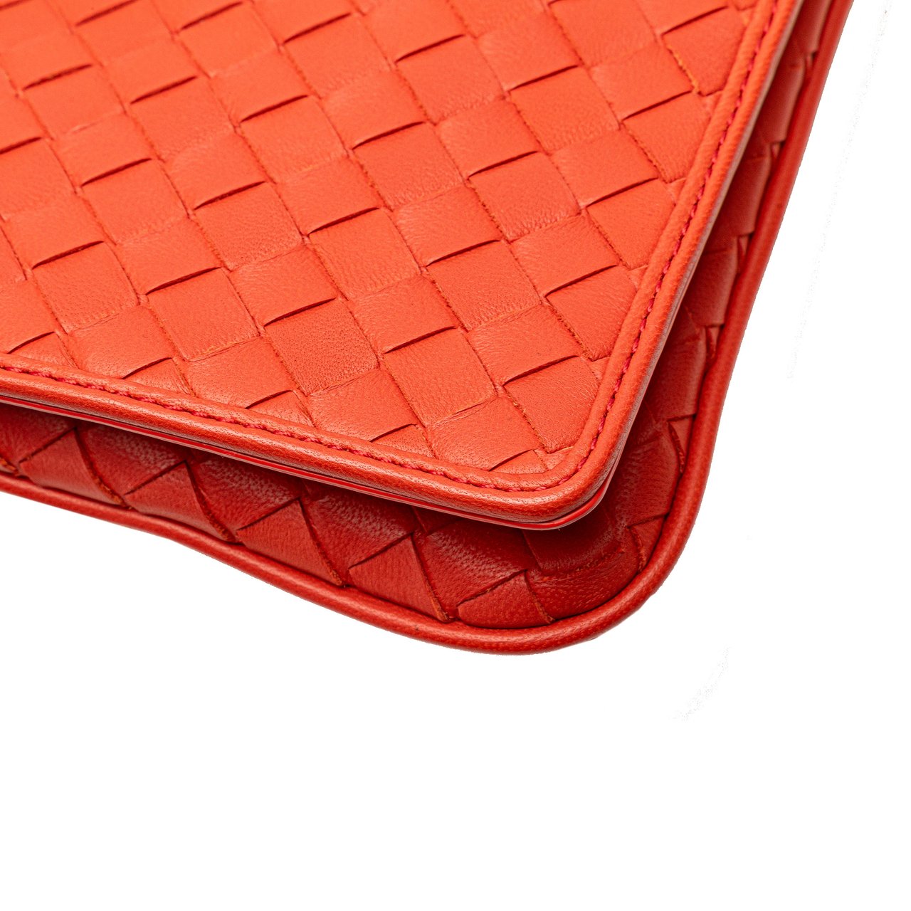 Bottega Veneta Nappa Intrecciato Flap Crossbody Oranje