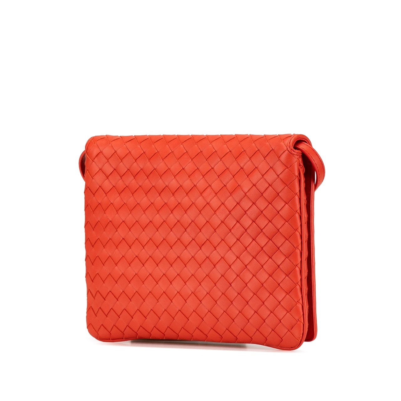 Bottega Veneta Nappa Intrecciato Flap Crossbody Oranje