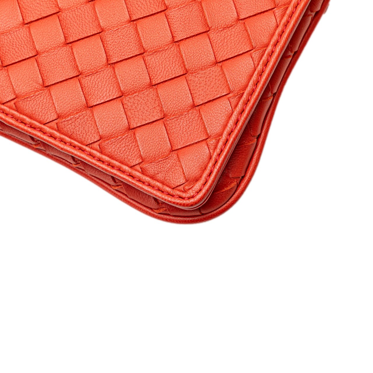 Bottega Veneta Nappa Intrecciato Flap Crossbody Oranje