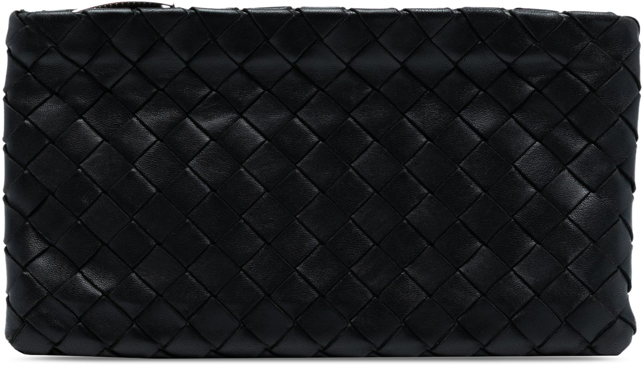 Bottega Veneta Small Nappa Intrecciato Zip Pouch Zwart