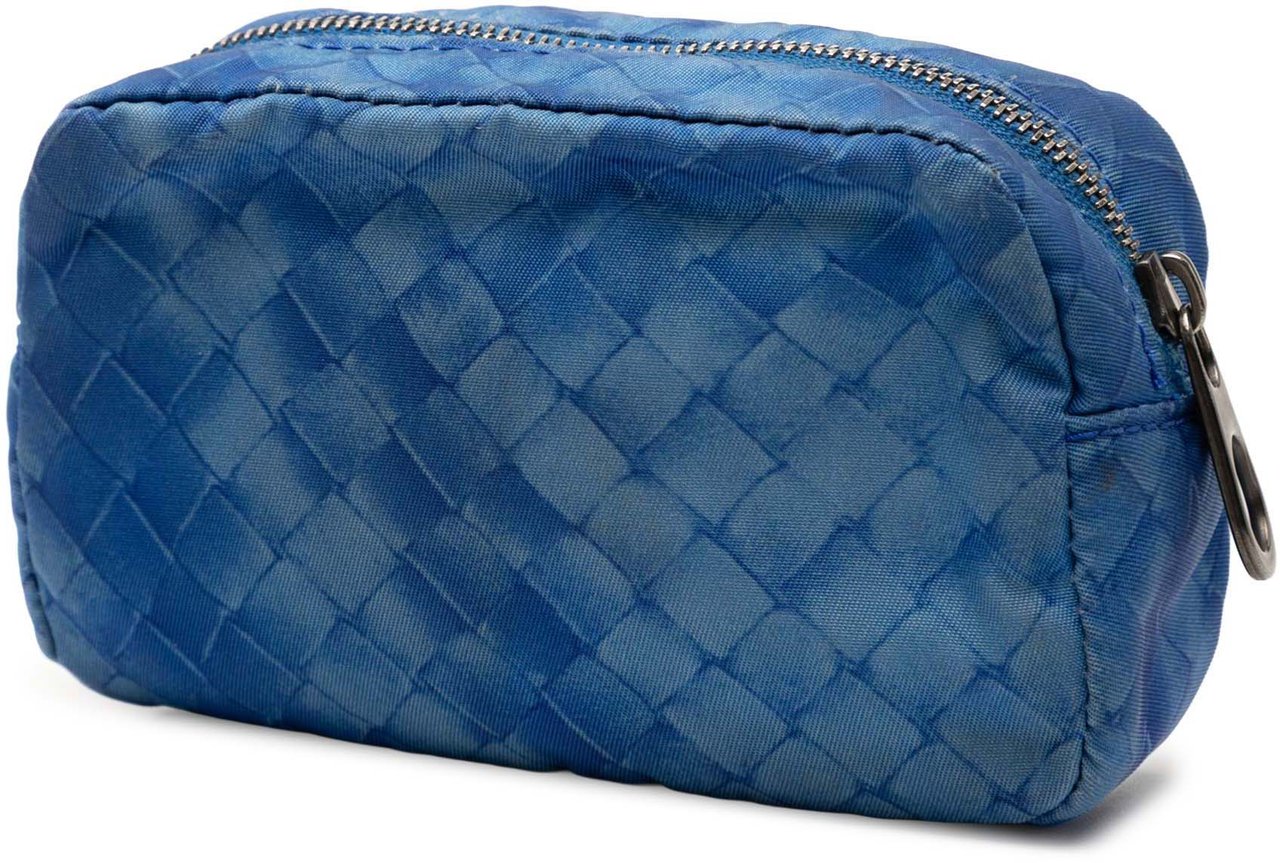 Bottega Veneta Nylon Intrecciolusion Pouch Blauw