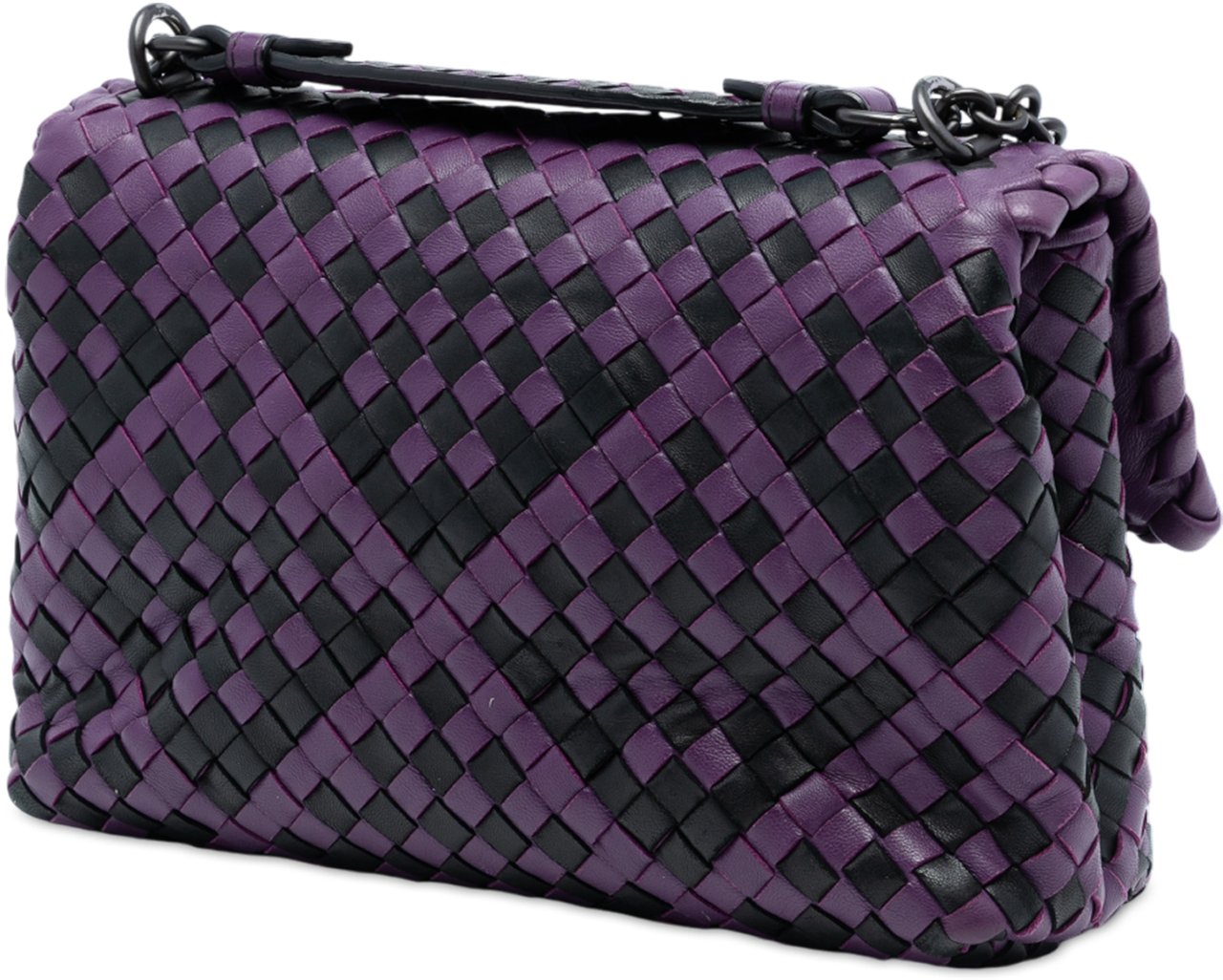 Bottega Veneta Small Bicolor Nappa Intrecciato Olimpia Shoulder Bag Paars