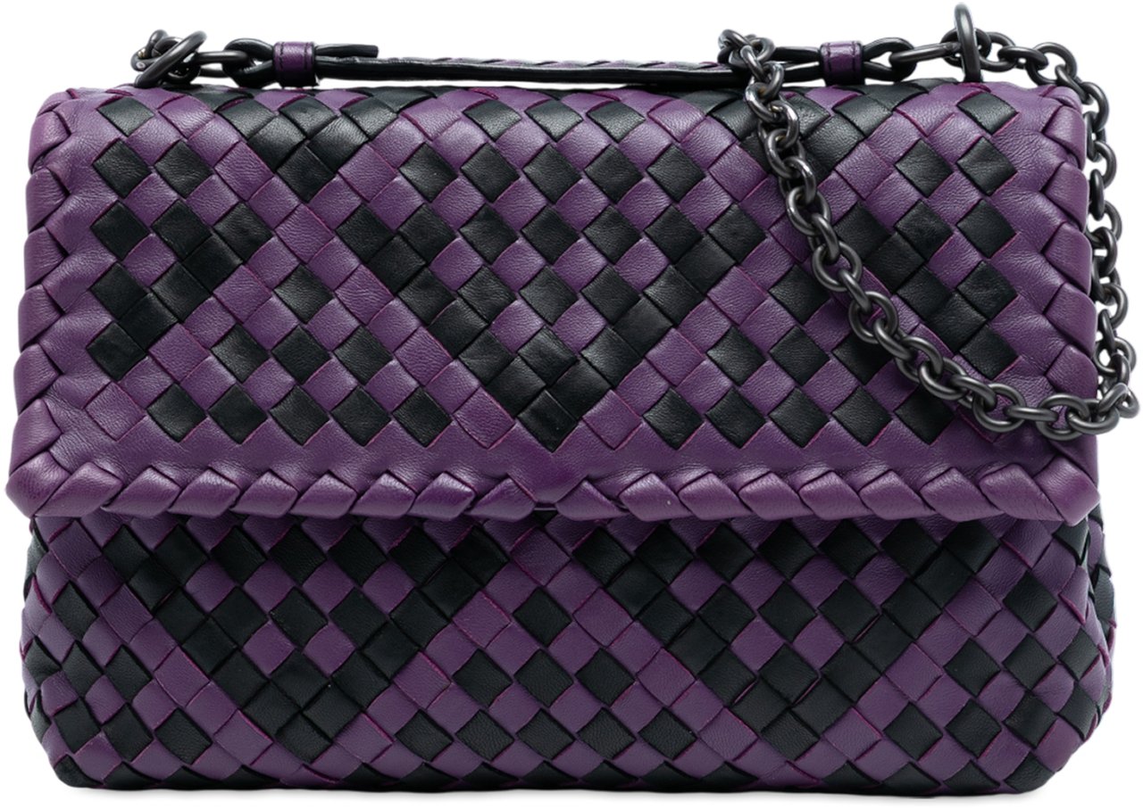 Bottega Veneta Small Bicolor Nappa Intrecciato Olimpia Shoulder Bag Paars