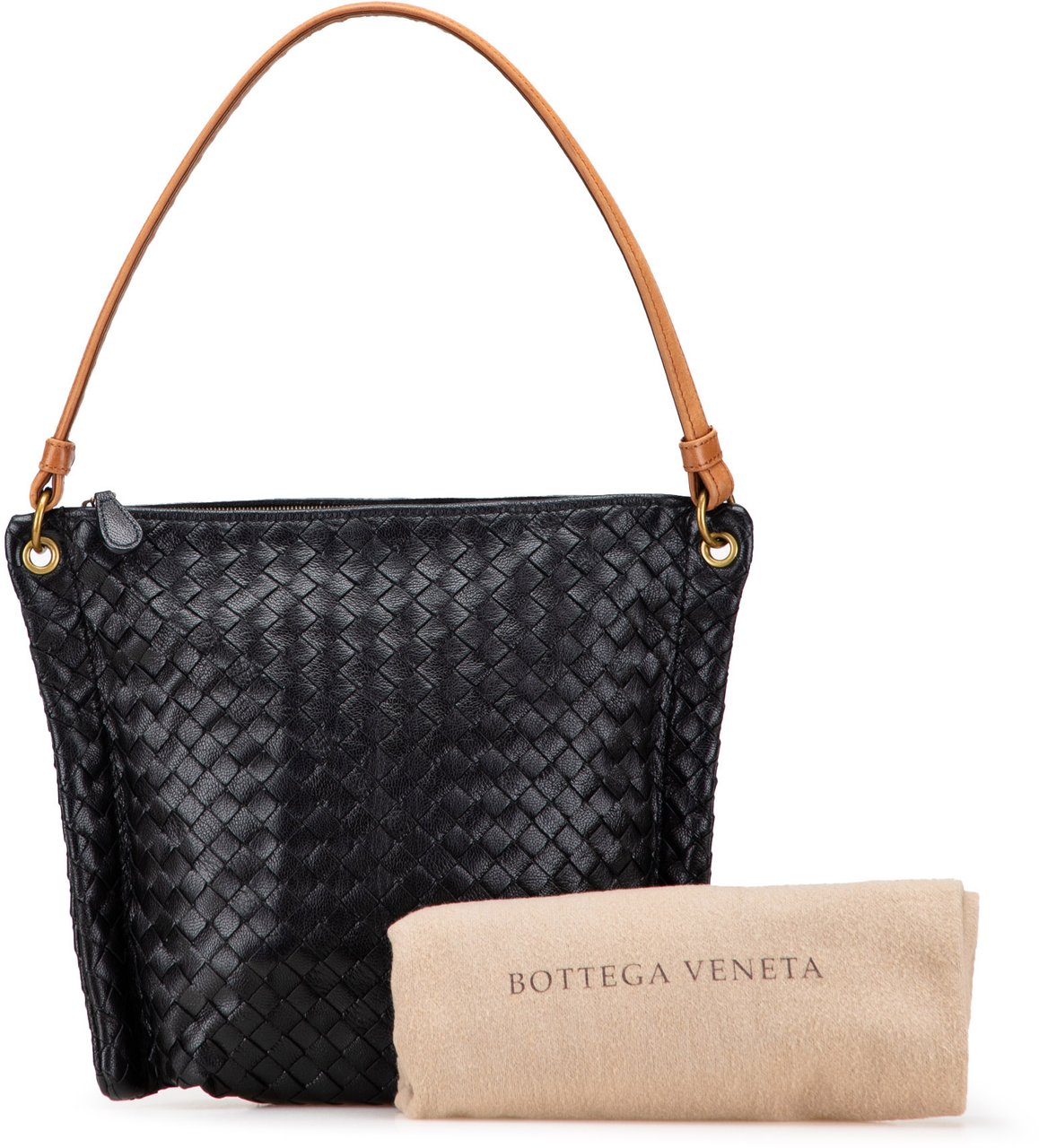 Bottega Veneta Nappa Intrecciato Shoulder Bag Zwart