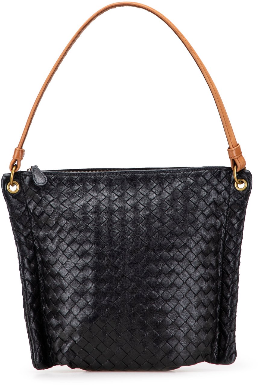 Bottega Veneta Nappa Intrecciato Shoulder Bag Zwart
