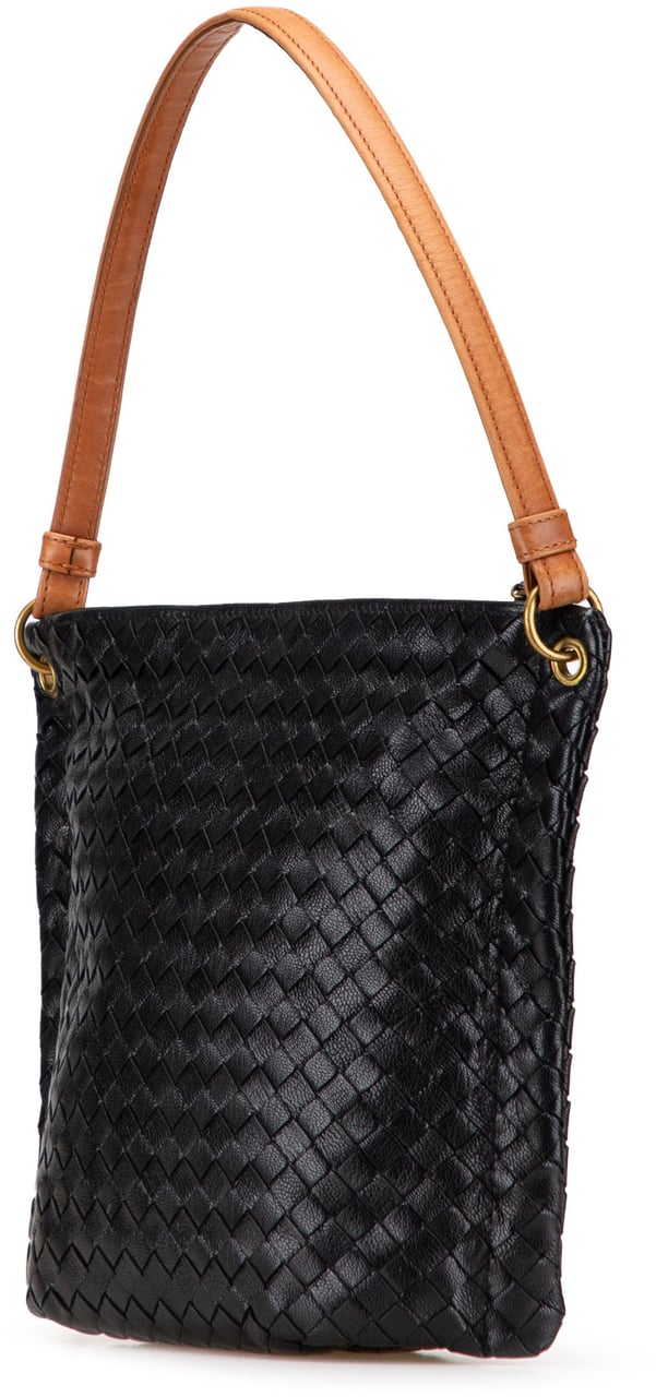 Bottega Veneta Nappa Intrecciato Shoulder Bag Zwart