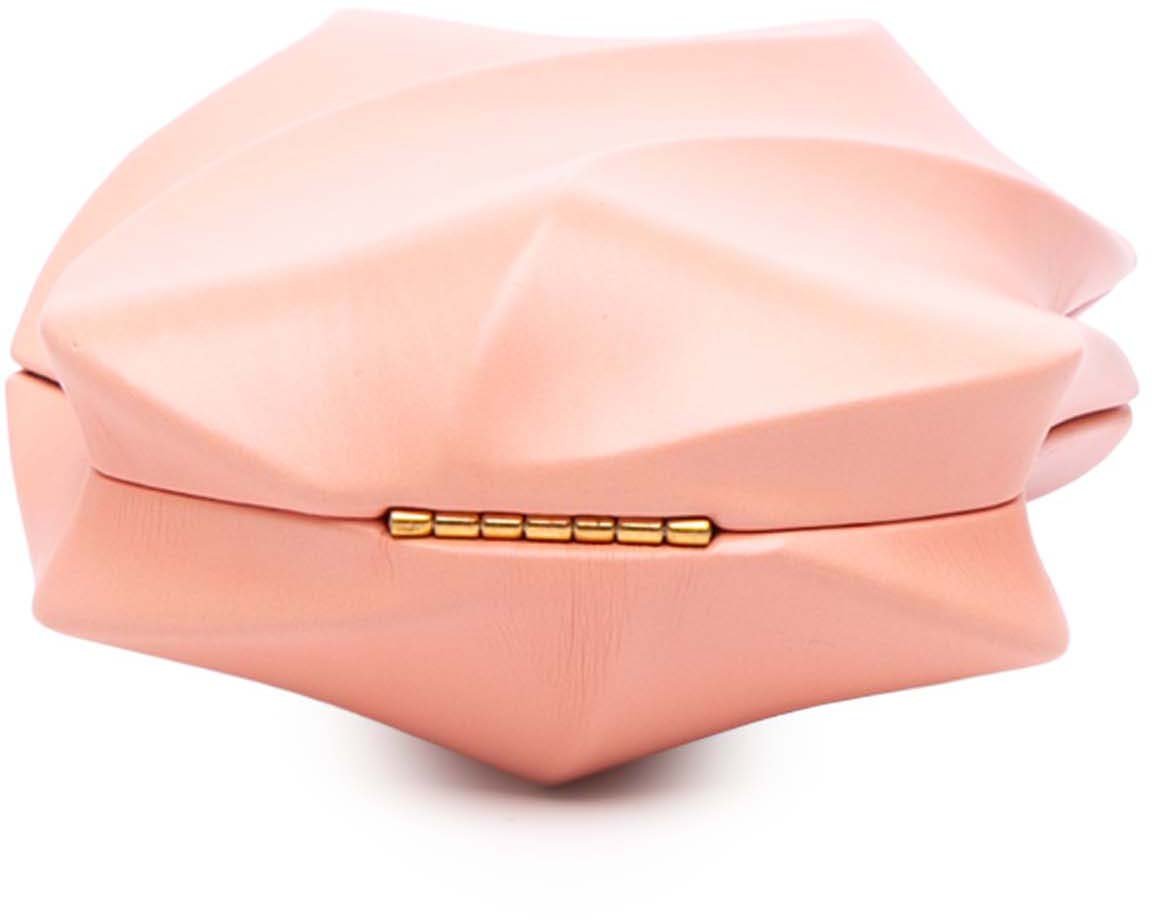 Bottega Veneta Calfskin The Whirl Clutch Roze