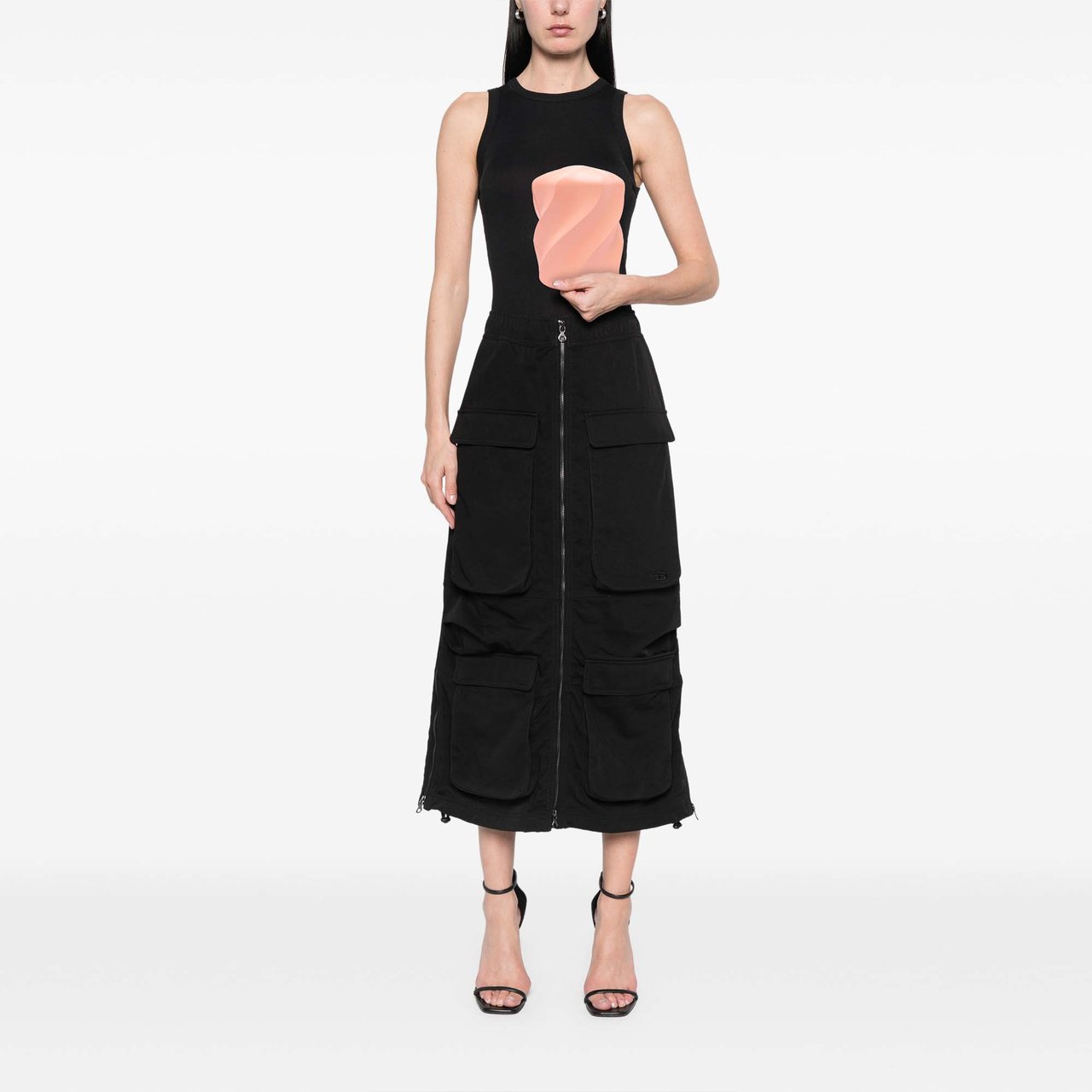 Bottega Veneta Calfskin The Whirl Clutch Roze