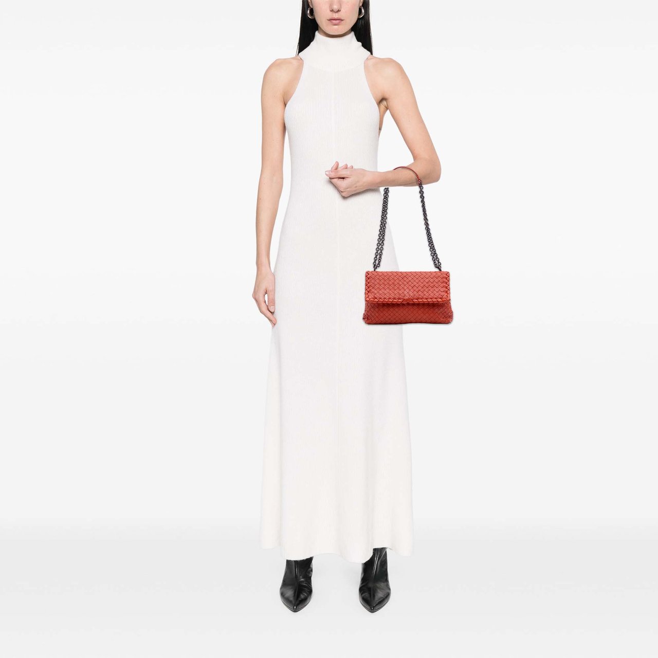 Bottega Veneta Small Nappa Intrecciato Olimpia Shoulder Bag Rood