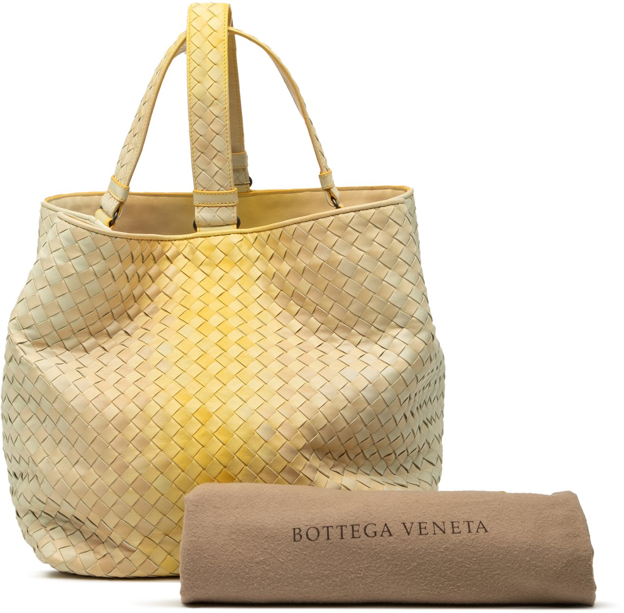 Bottega Veneta Nappa Intrecciato Nuance Bucket Bag Geel