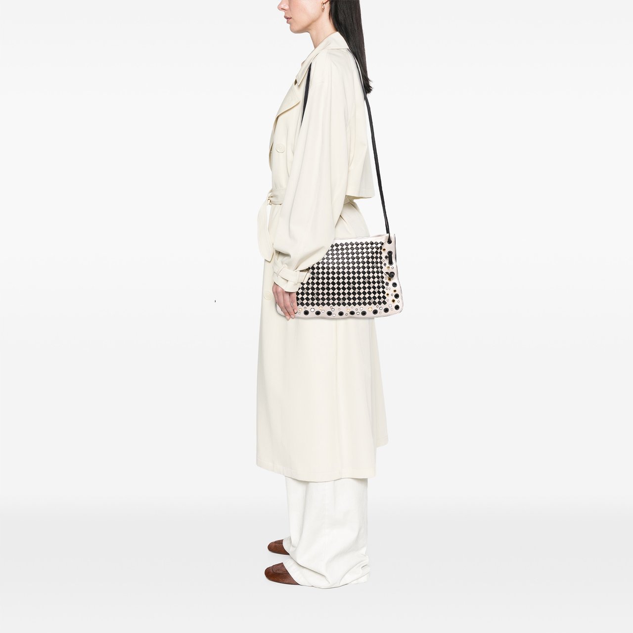 Bottega Veneta Nappa Intrecciato Check Grommet Palio Crossbody Wit