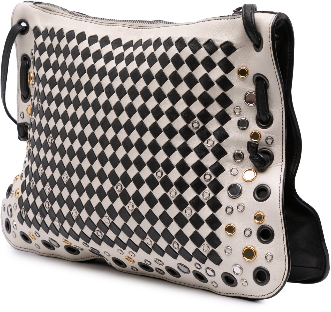 Bottega Veneta Nappa Intrecciato Check Grommet Palio Crossbody Wit