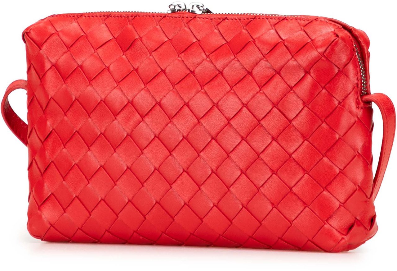 Bottega Veneta Nappa Intrecciato Crossbody Rood